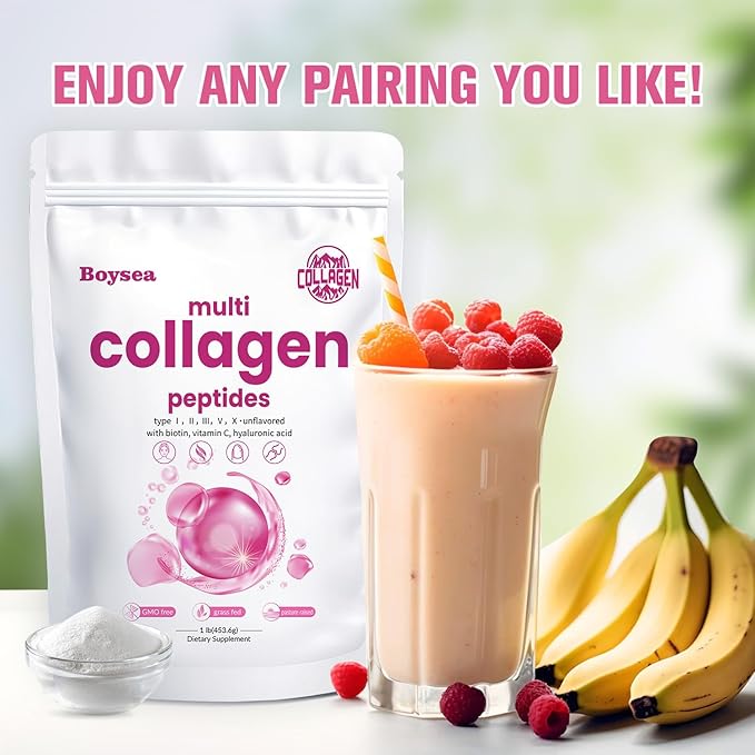 Boysea.Multi-Collagen Peptides Powder 2LB