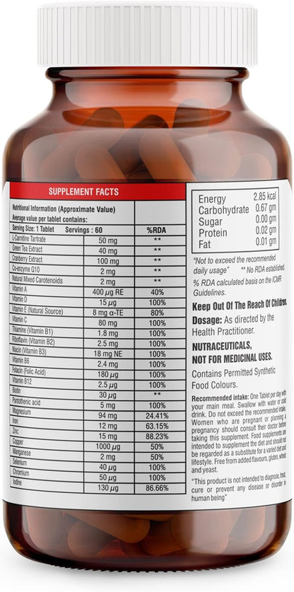 Teenbest Multivitamin & Minerals Supplement Q10, 60 60 Tablets