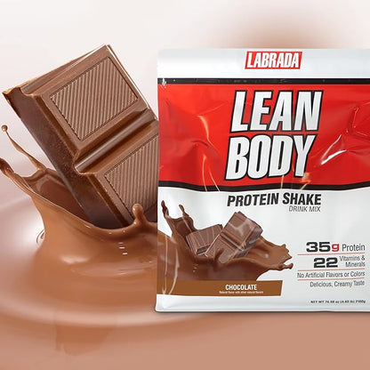 Lean Body All-in-One Chocolate Protein Shake. 35g Protein, 7g Healthy 22 Vitamins (4.6lb) Packaging