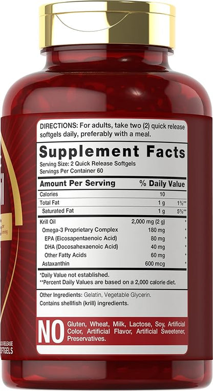 Carlyle Antarctic Krill Oil 2000 mg 120 Softgels Omega-3 EPA,