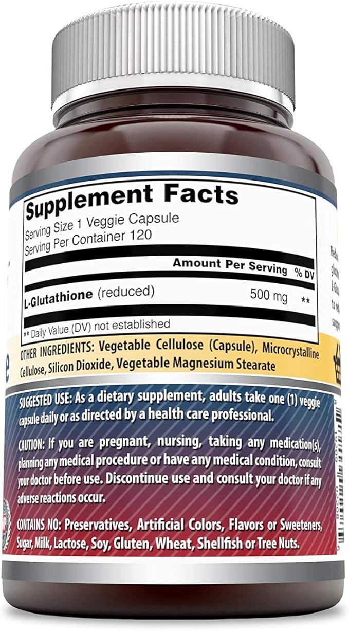 Amazing Formulas Reduced L-Glutathione 500mg Veggie (120 Count 2 Pack)