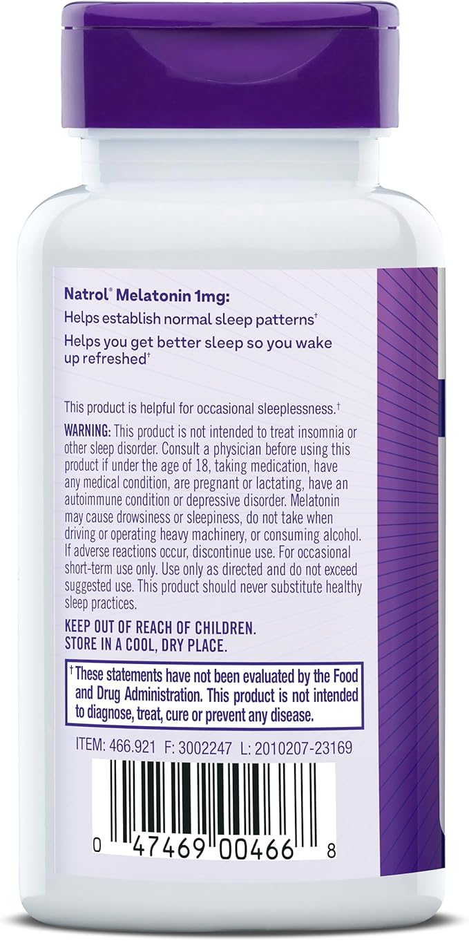 Natrol, Melatonin Tablets Helps You Fall 100 Vegetarian 1mg, 180 180 Count