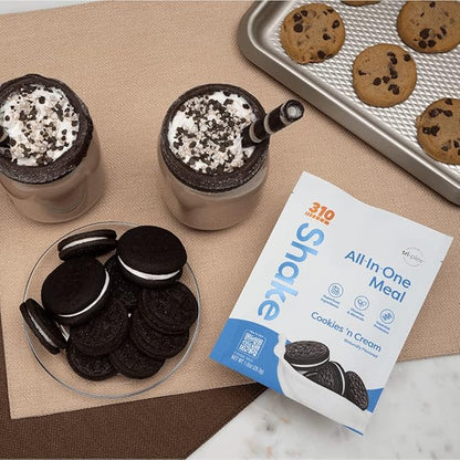 310 Nutrition - All In One Meal Replacement Shake - Fiber Rich Vegan Superfood Blend - Natural Sweeteners - Low Carb Shake, Keto & Paleo Friendly - Gluten Free - 26 Essential Vitamins & Minerals (Cookies N' Cream, 14 Servings)