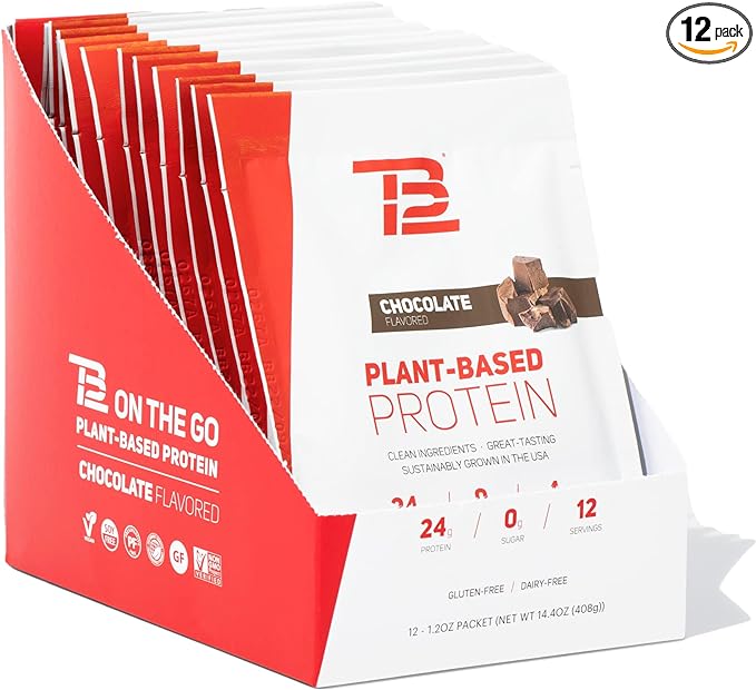 TB12 Plant Based Protein Powder by 24g of (1.12 Ounce 12 Pack)