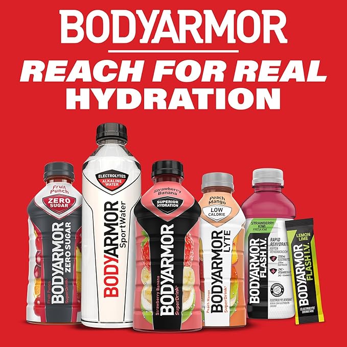 BODYARMOR Sports Drink Sports Beverage, Orange Mango, Coconut Water Hydration, Natural Flavors With Vitamins, Potassium-Packed Electrolytes, Perfect For Athletes, 16 Fl Oz (Pack of 12)