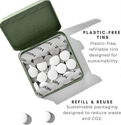 NOOZ Focus Mints - Caffeine-Free Brain Booster for Mental Clarity - Fresh Mint Flavor | Sugar-Free, Travel-Friendly Supplement with Vitamins C, B6, B12 - Non-GMO, Clean Label, 25 Mints