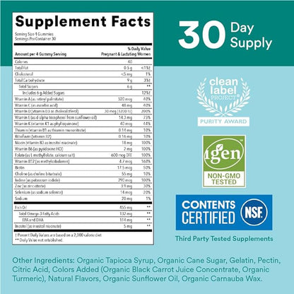 SmartyPants Prenatal Vitamins for Women, Multivitamin 3 Fish D3, C, B12, B6, B6, Vitamin 120 Count (30 Day