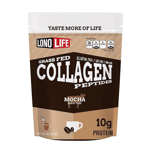 LonoLife - Mocha Collagen Peptides 10g Protein, 8-Ounce Bulk