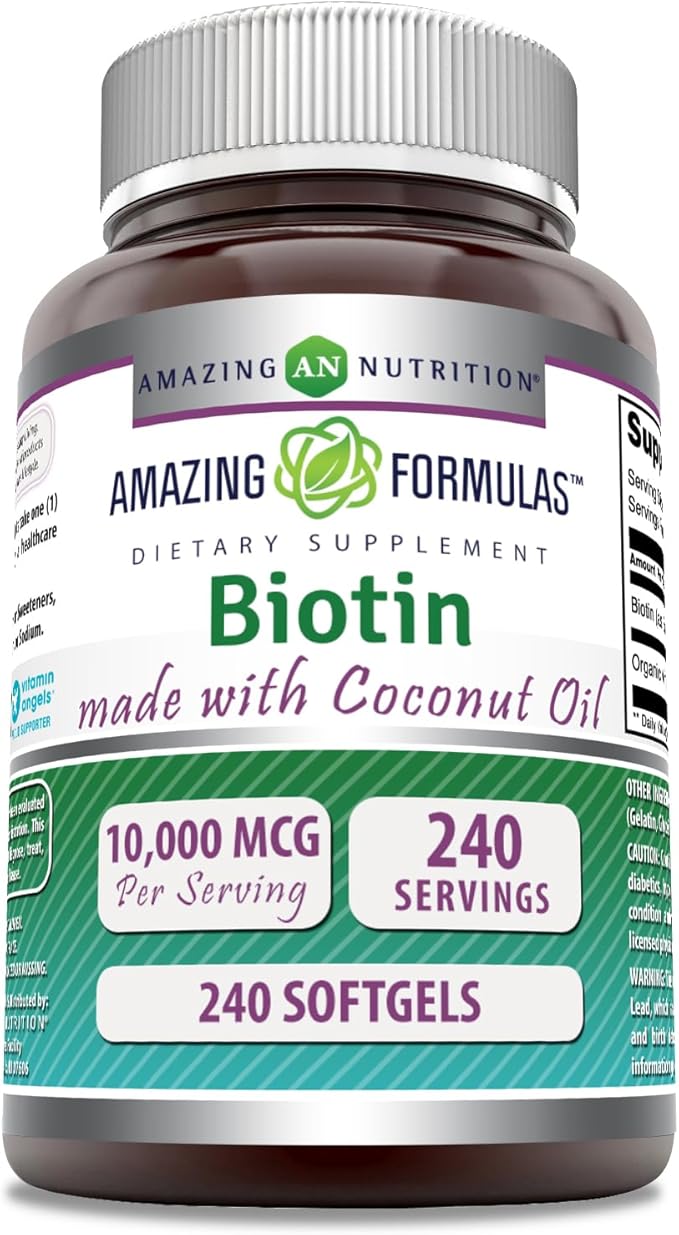 Amazing Formulas Biotin with Extra Virgin 10000 Mcg (1 Pack, 240 Count)