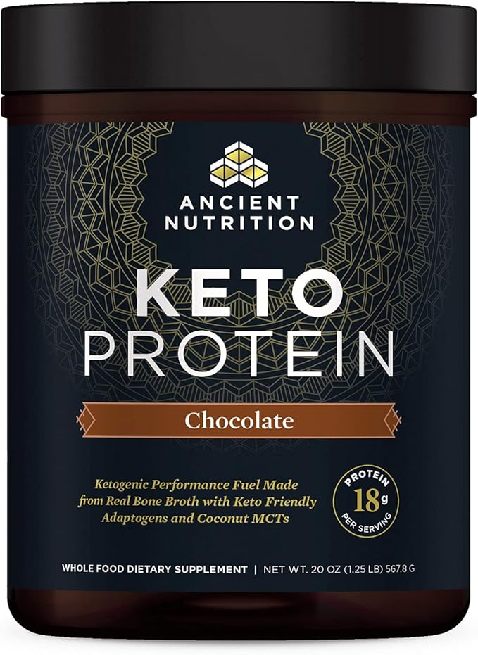 Ancient Nutrition Keto Protein Powder, KetoPROTEIN 18g Protein 10g Fat 17 Servings