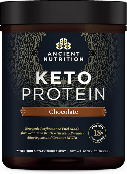 Ancient Nutrition Keto Protein Powder, KetoPROTEIN 18g Protein 10g Fat 17 Servings