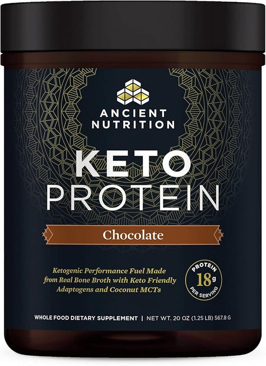 Ancient Nutrition Keto Protein Powder, KetoPROTEIN 18g Protein 10g Fat 17 Servings