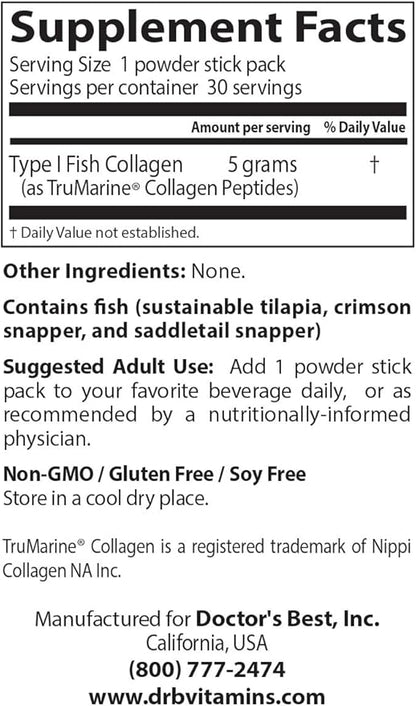 Doctor's Best Fish Collagen w/Naticol Fish 30 Powder
