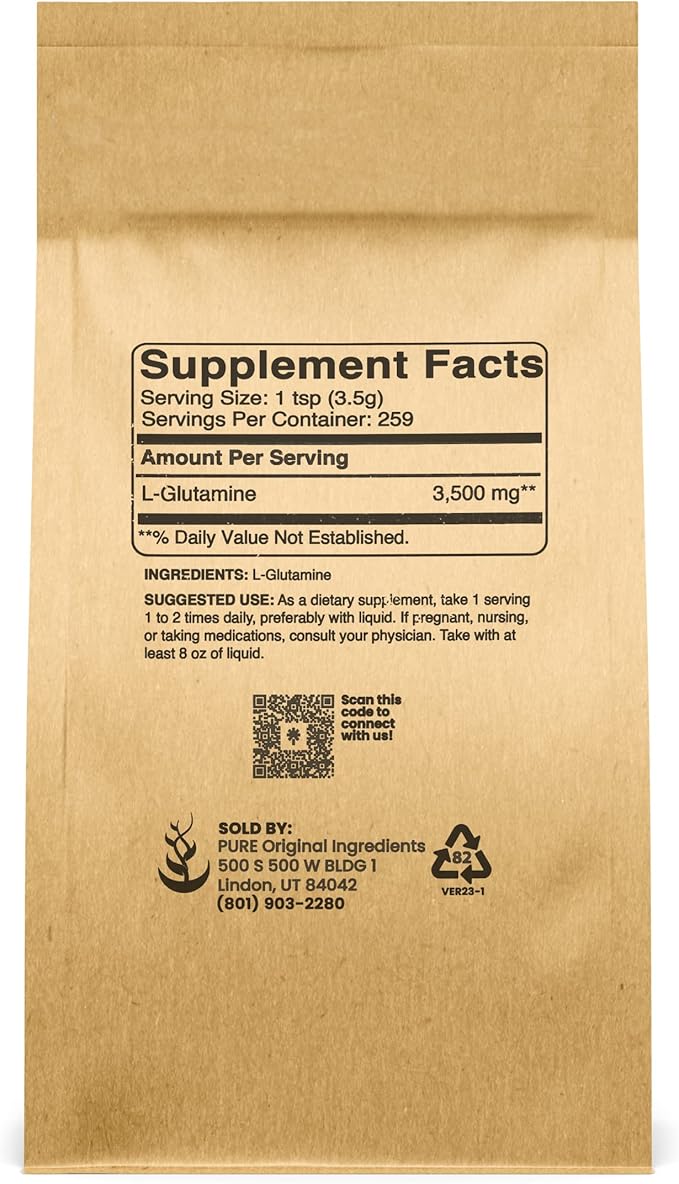 Pure Original Ingredients L-Glutamine (2lb) Alpha-Amino