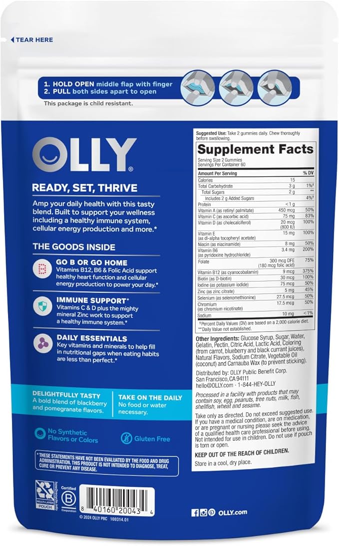 OLLY Men's Multivitamin Gummy, Immune Support, 60 Day 120 Count