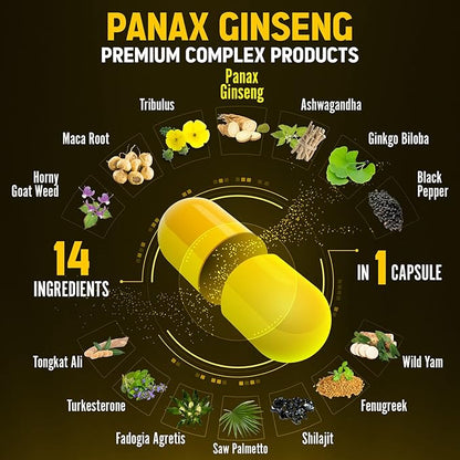 Premium Panax Ginseng 14 in 1, 13X Potency, 120 Capsules