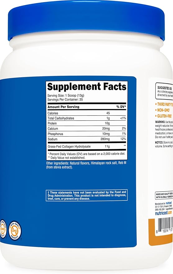 Nutricost Grass-Fed Collagen Powder 1LB (454