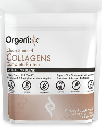 Organixx Clean Sourced Collagen Powder, Hydrolyzed (15 Servings)