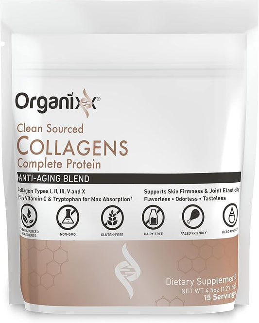 Organixx Clean Sourced Collagen Powder, Hydrolyzed (15 Servings)