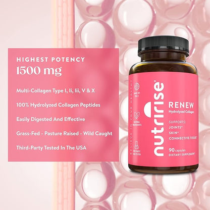 NutriRise Hydrolyzed Collagen Complex, Maximum Strength 1500 mg: 90 Count