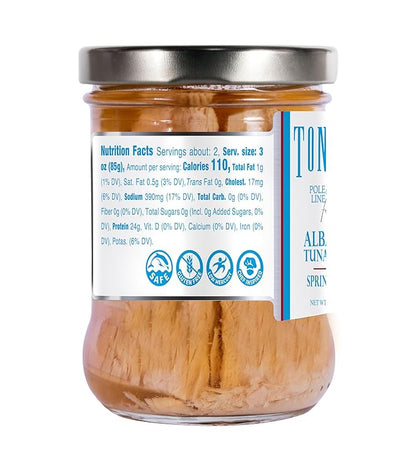 Tonnino Albacore Tuna in Water 6.3 oz - Premium 6-Pack Omega-3 Rich, High Protein, Gluten-Free, Ready-to-Eat Tuna Packets for Tuna Salad, Tuna Fish Alternative to Salmon, Kosher, Pole & Line Caught