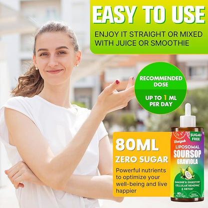 Soursop Bitters Liquid 880MG, Soursop Multivitamin Liquid Drops with Soursop Leaves Herbal Blend, for Cell Support & Regeneration, Immunity, Liver, Gut, Zzz & Antioxidant | 320 Days Supply