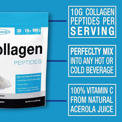 PEScience Collagen Peptides Powder, Hydrolyzed Collagen 30 Servings,