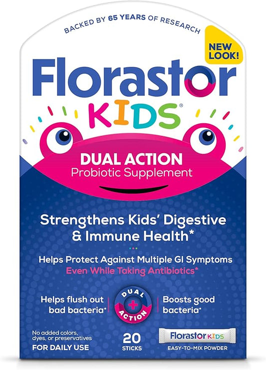 Florastor Kids Dual Action Probiotic Supplement, 20 Easy-to