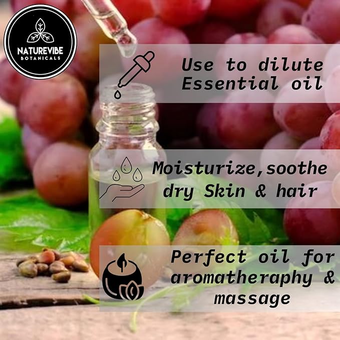 Naturevibe Botanicals Grapeseed Oil 32 Ounces 100% Pure