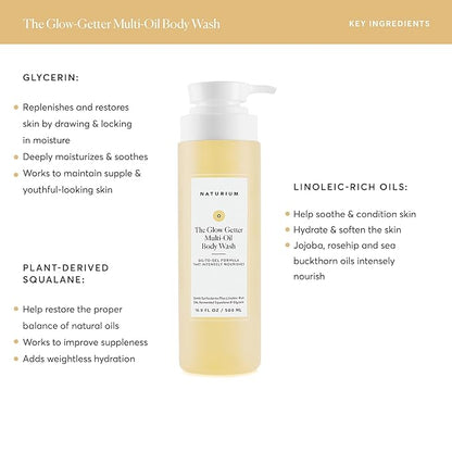 Naturium The Glow Getter Multi-Oil Hydrating Body Wash, Gentle Cleanser, 16.9 oz (Duo 2-Pack)