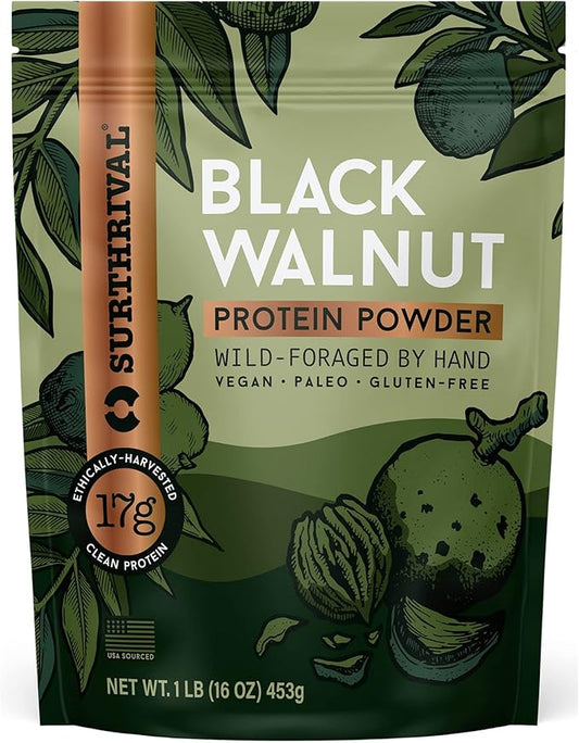 Surthrival: Black Walnut Protein Powder, Wild-Foraged, 17g Protein, 1lb