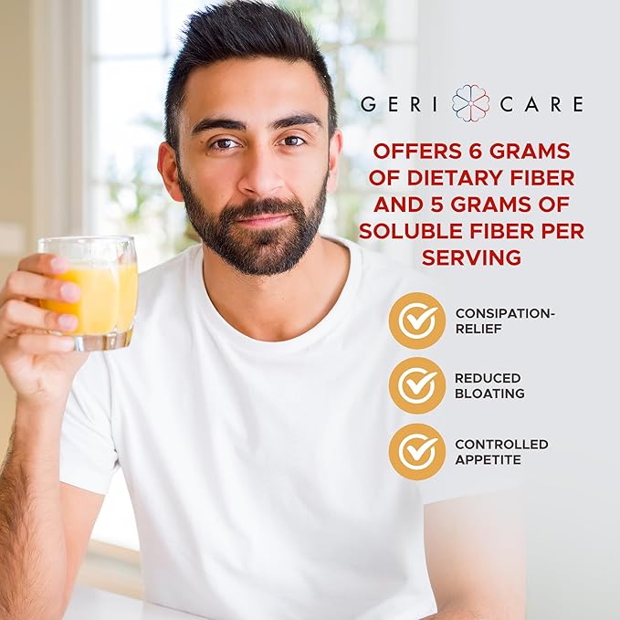 Geri-Mucil Psyllium Powder By GeriCare|4-In-1 Orange-Flavor Movement|13oz