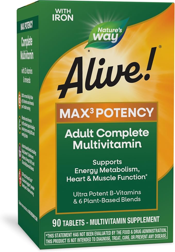 Nature's Way Alive! Max3 Potency Multivitamin, B12 and 90 Tablets