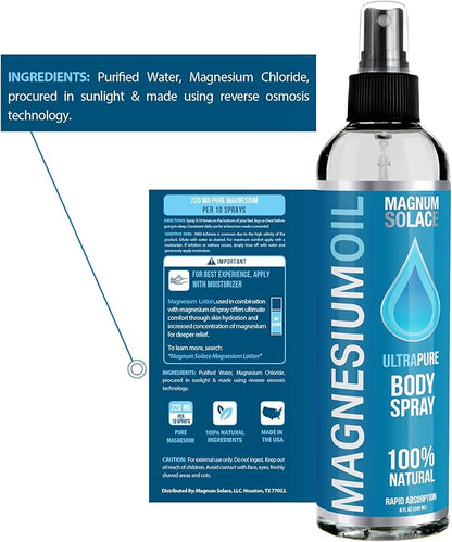 Pure Magnesium Oil Spray - 100% Natural Magnesium Spray - Sourced from The Dead Sea, 8 oz