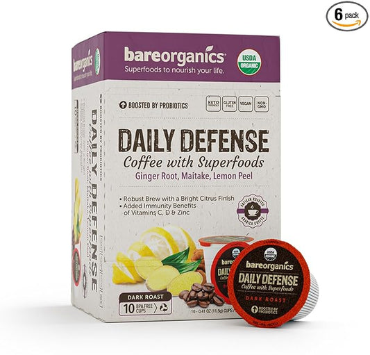 BareOrganics Daily Defense Coffee with Superfoods, 60ct (15660)