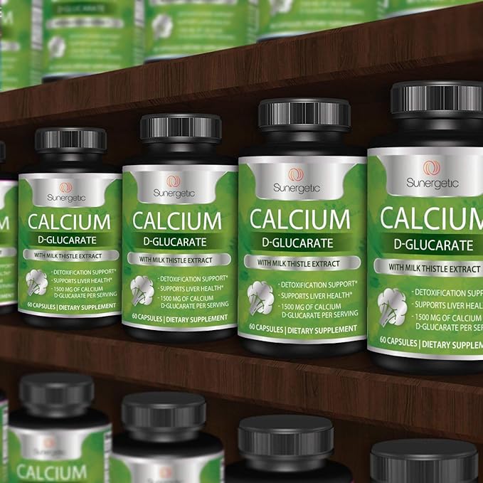 Sunergetic Premium Calcium D-Glucarate Supplement 500mg of 60 Capsules