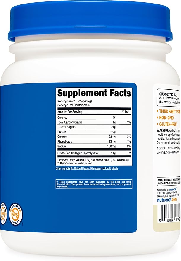 Nutricost Grass-Fed Collagen Powder 1LB (454