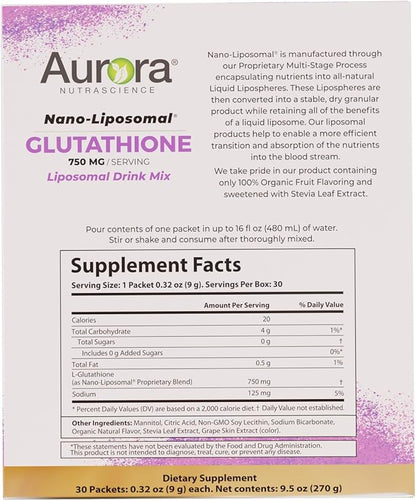 Aurora Nutrascience, Nano-Liposomal Glutathione, Drink Mix, 750 mg