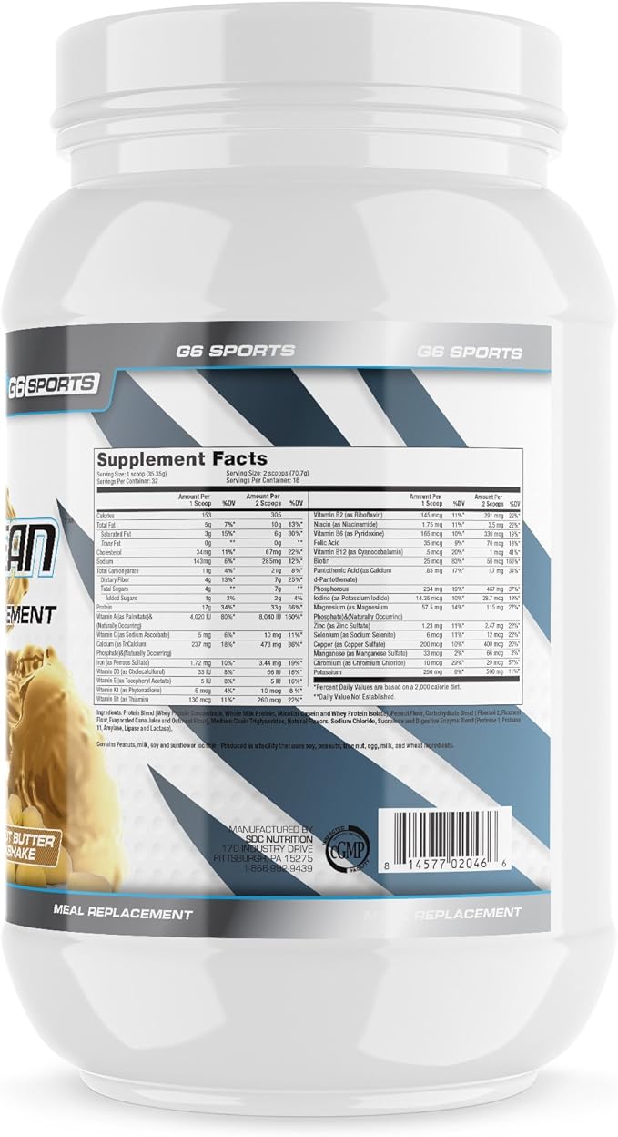 Nutrition Super-Lean Deluxe Meal Replacement (32g 7g Fiber, 25 Added 2.5lb Jar