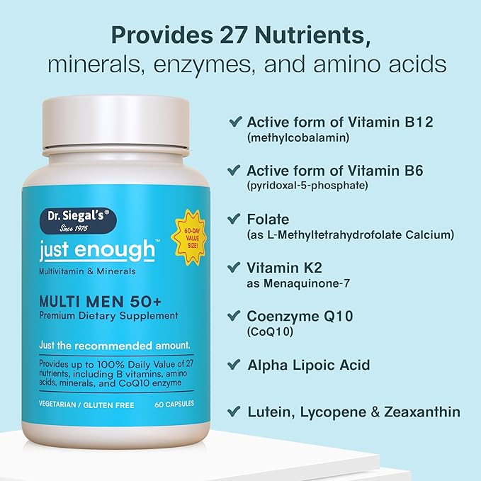 Dr. Siegal's Just Enough Multivitamin and 50+, 60 60 Capsules, 60 Servings, 50 Plus,