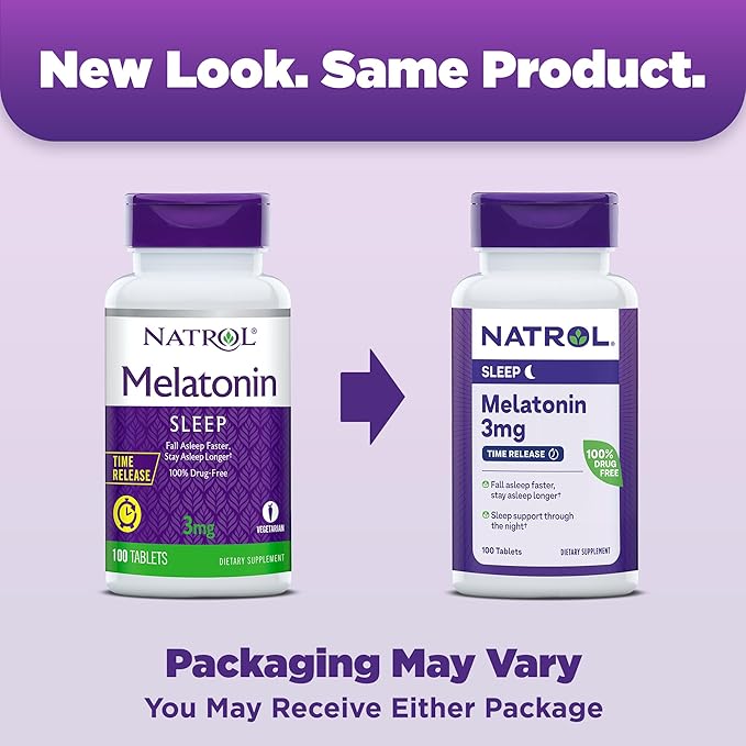 Natrol Melatonin Time Release Tablets, Helps 100% Vegetarian, 3mg, 100 100 Count
