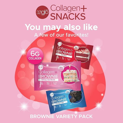 321glo Collagen Protein Brownie | Gluten Free, Low Sugar | Keto Snack for Women, Men, & Kids | 16g Protein, 6g Collagen | 12 Pack (12 Pack, Red Velvet)
