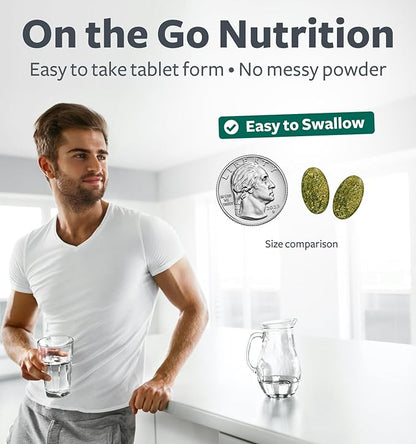 USDA Organic Greens Powder (60 Tablets) Convenient Pills - Complete Superfood Supplement with 28 Fruits & Vegetables - Super Antioxidants, Energy, Gut Health, and Immune Support (No Capsules)