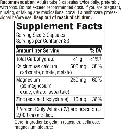 Nature’s Way Calcium-Magnesium-Zinc 250 Capsules