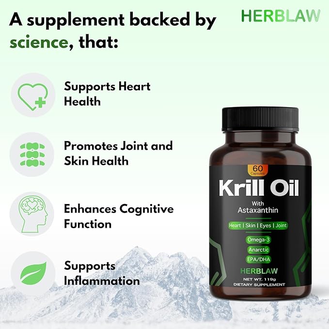 Antarctic Krill Oil 1000mg | Omega-3 | 60 Softgels
