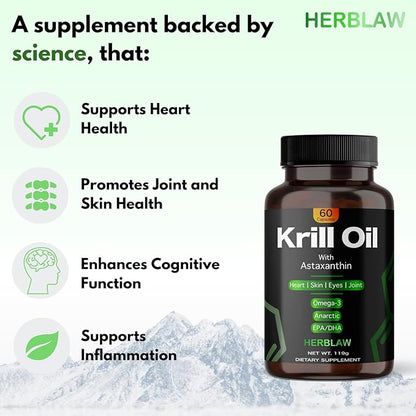 Antarctic Krill Oil 1000mg | Omega-3 | 60 Softgels