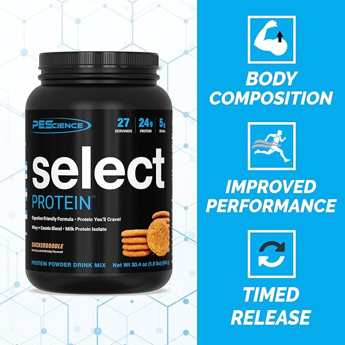 PEScience Select Low Carb Protein Powder, Snickerdoodle, 27 Serving, Keto Friendly and Gluten Free