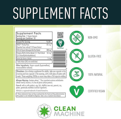 CLEAN MACHINE Cell Block 80 - Natural Vegan Testosterone Support Supplement, Estrogen, DHT & Cortisol Blocker - Prostate Health Supplement with KSM66 Ashwagandha - 60 Veggie caps