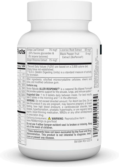 Source Naturals Aller-Response, Seasonal Immune Support* 45 Tablets