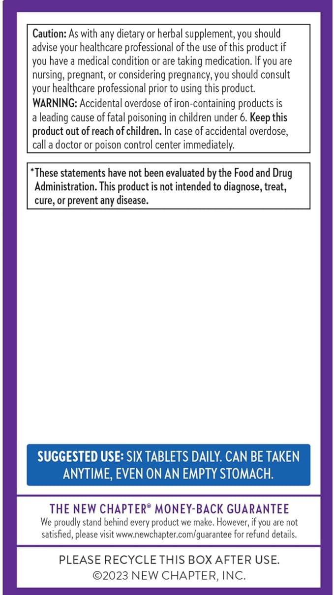 New Chapter Tiny Tabs Multivitamin 20+ Nutrients D3 + 192 Count
